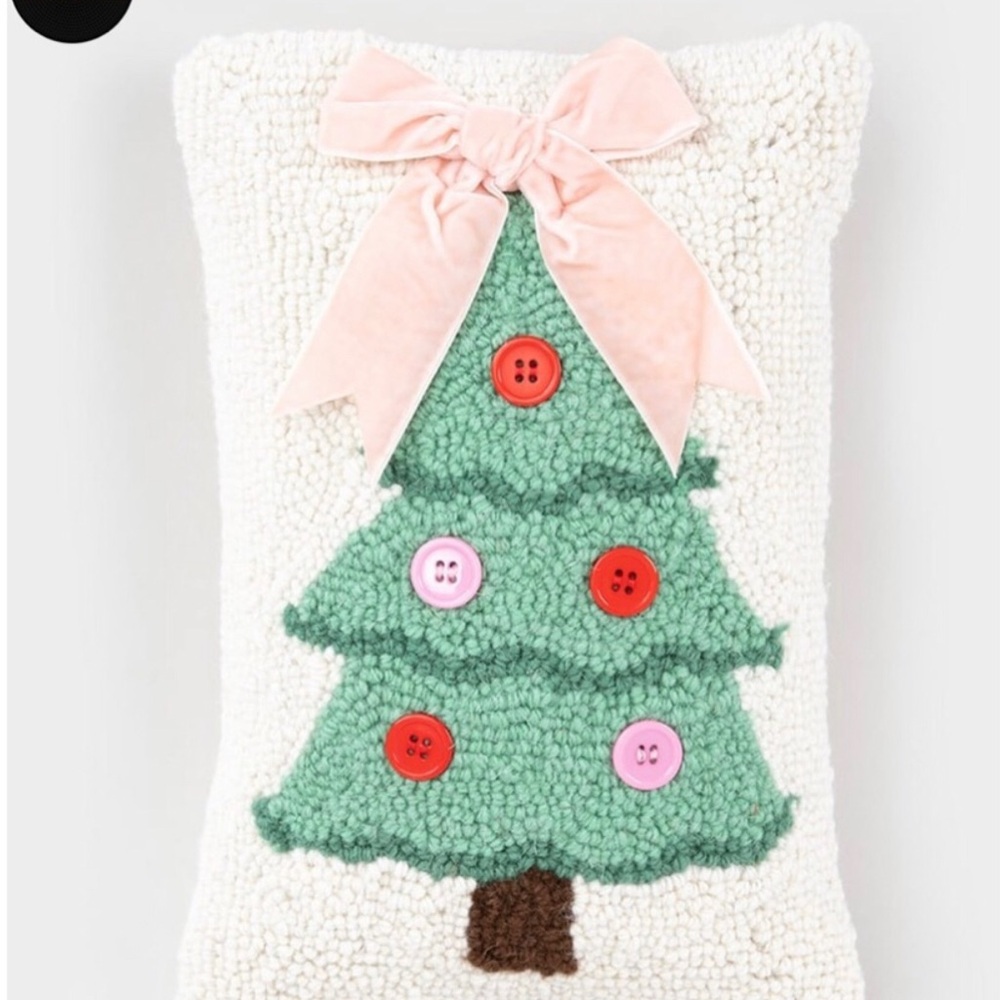 2 set Christmas Tree Pillow with Pink Bow